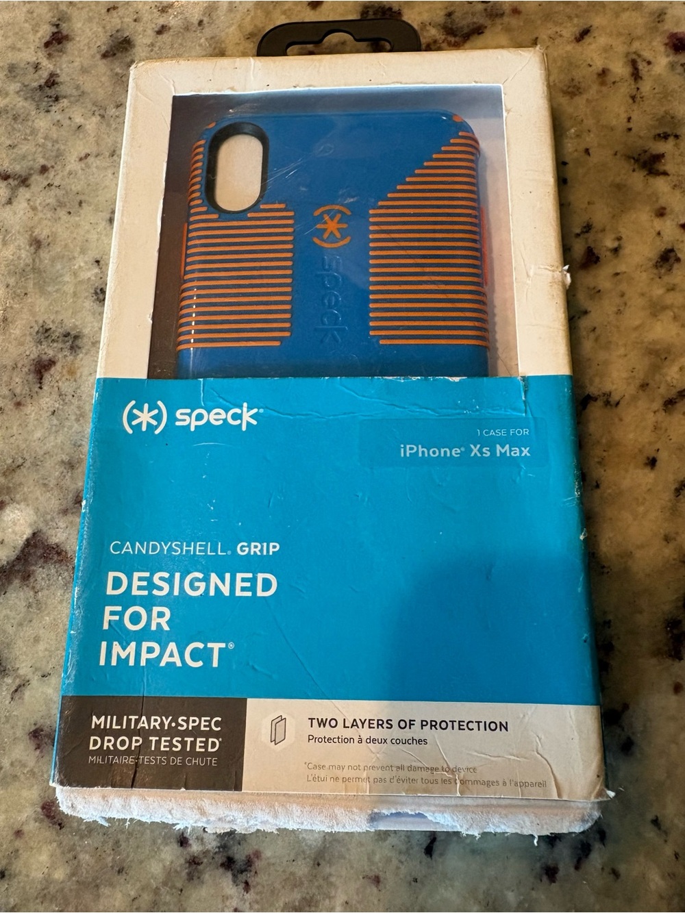 Speck CandyShell Grip iPhone Xs Max Case - Blue with Orange Accents